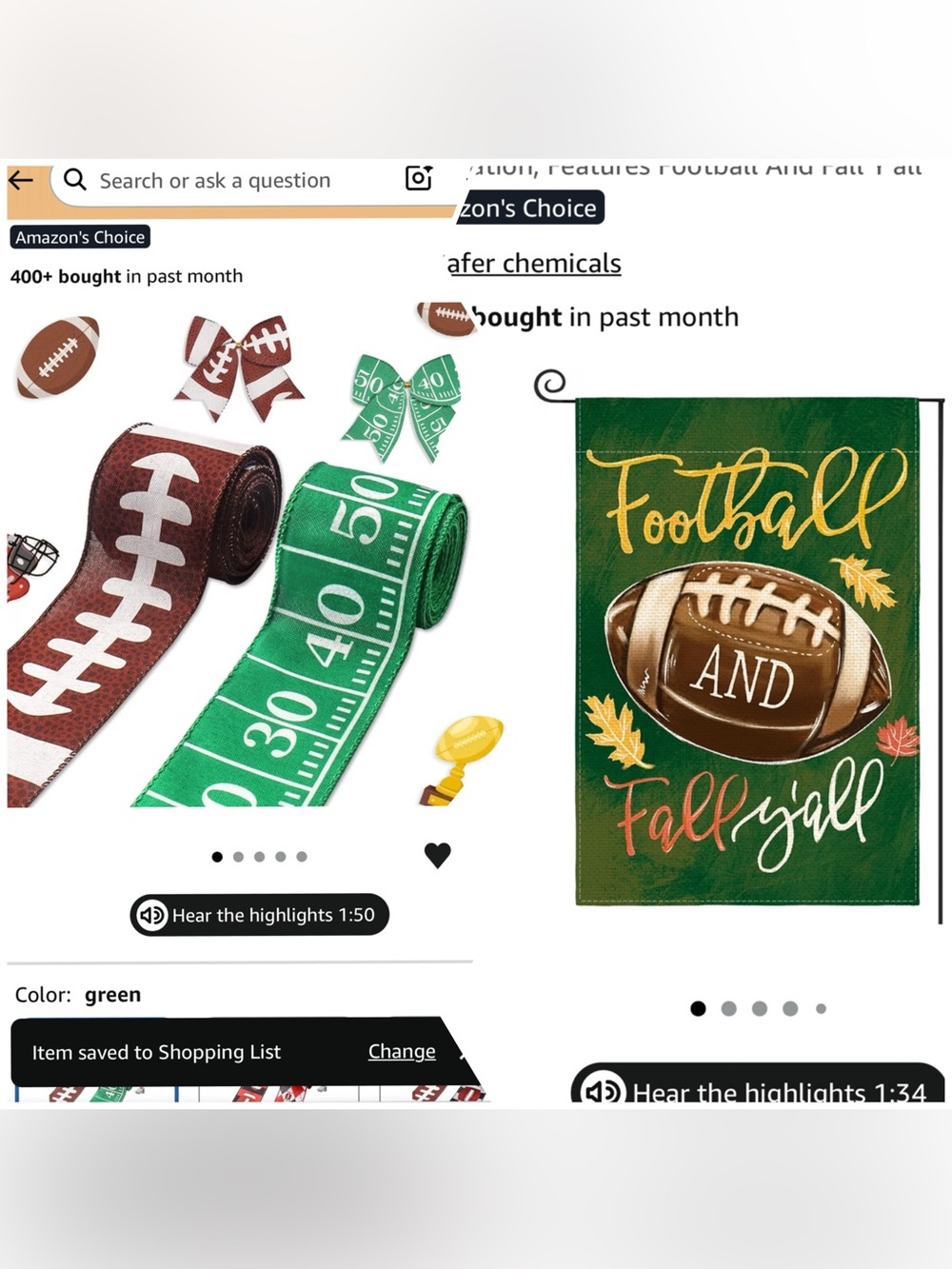Green Football-Themed Party Ribbon & Garden Flag Set - Home Party Supplies